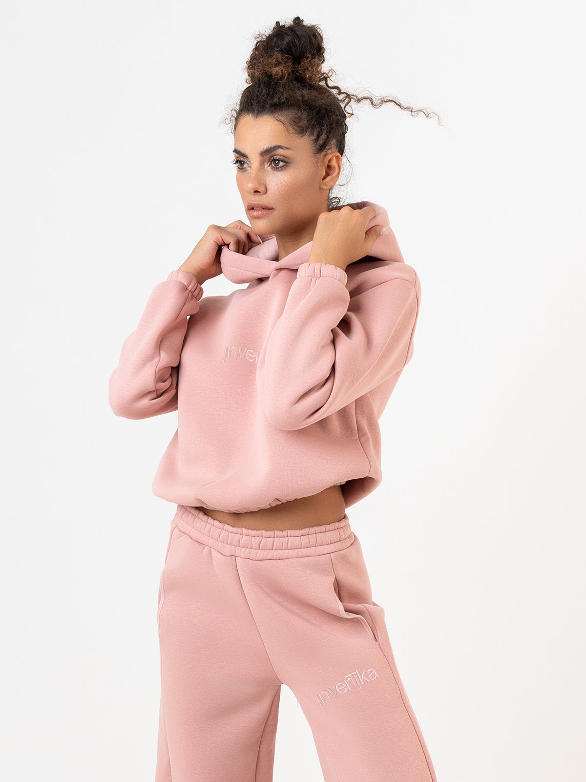Set Cosmika LIght Rose Felpa Crop Pantalone Svasato