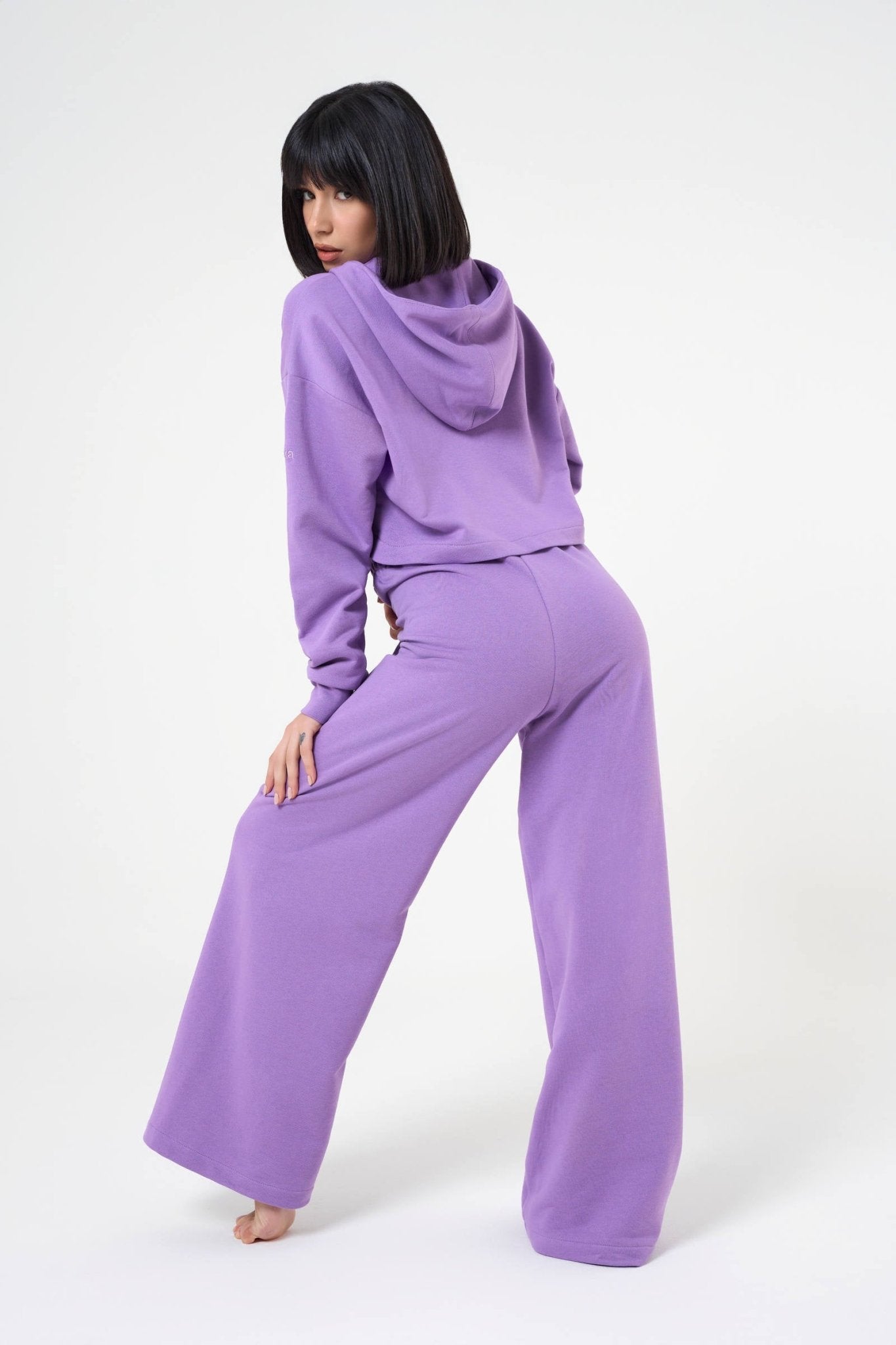 Set Ludika Lilac Felpa Crop e Panta Wide - Leg
