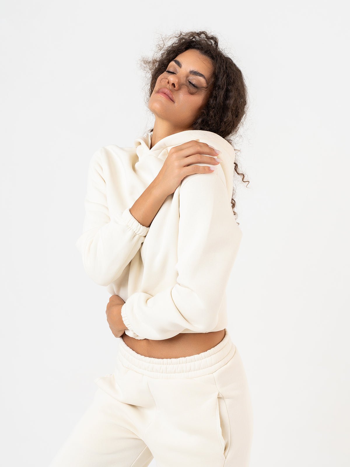 Set Cosmika Cream Felpa Crop Pantalone Svasato