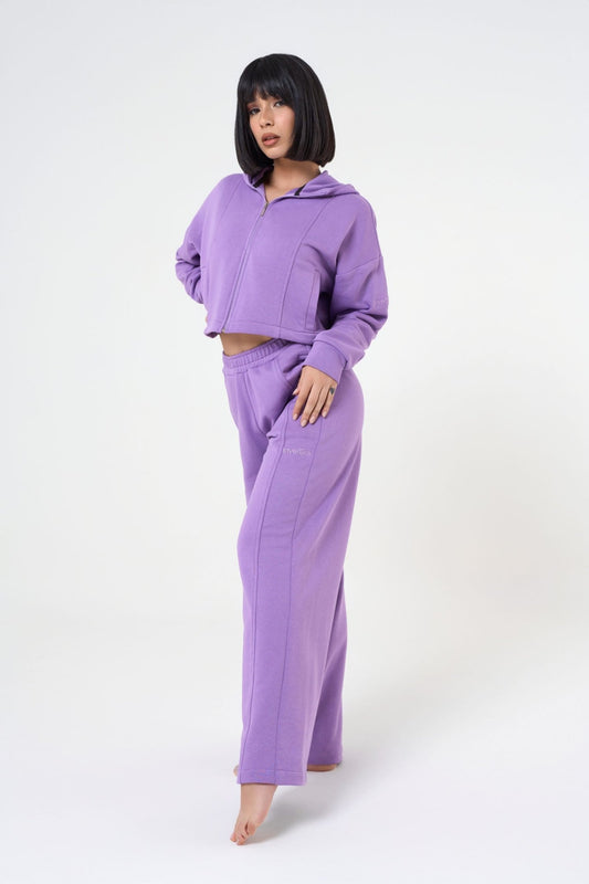 Set Ludika Lilac Felpa Crop e Panta Wide - Leg