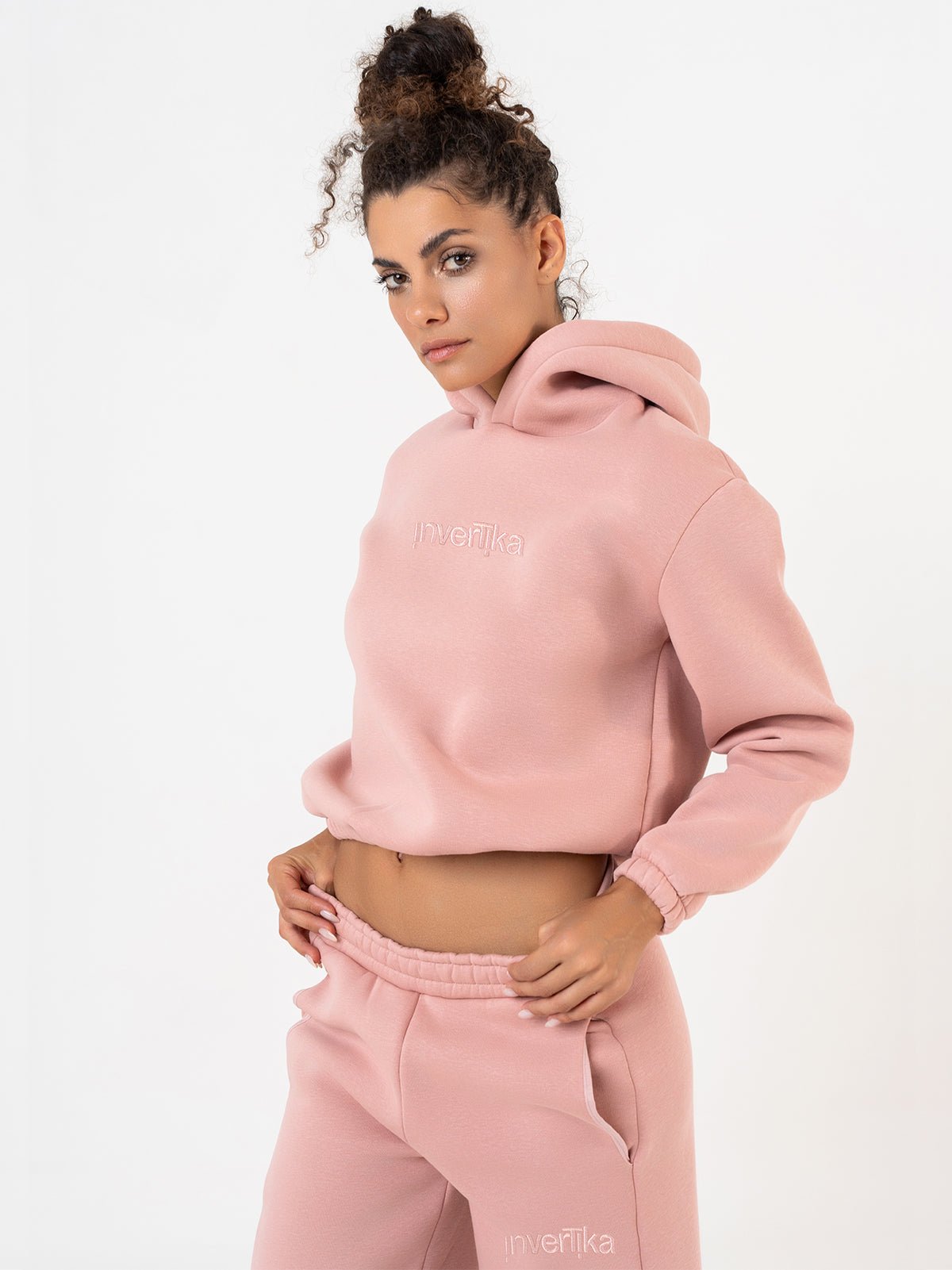 Set Cosmika LIght Rose Felpa Crop Pantalone Svasato