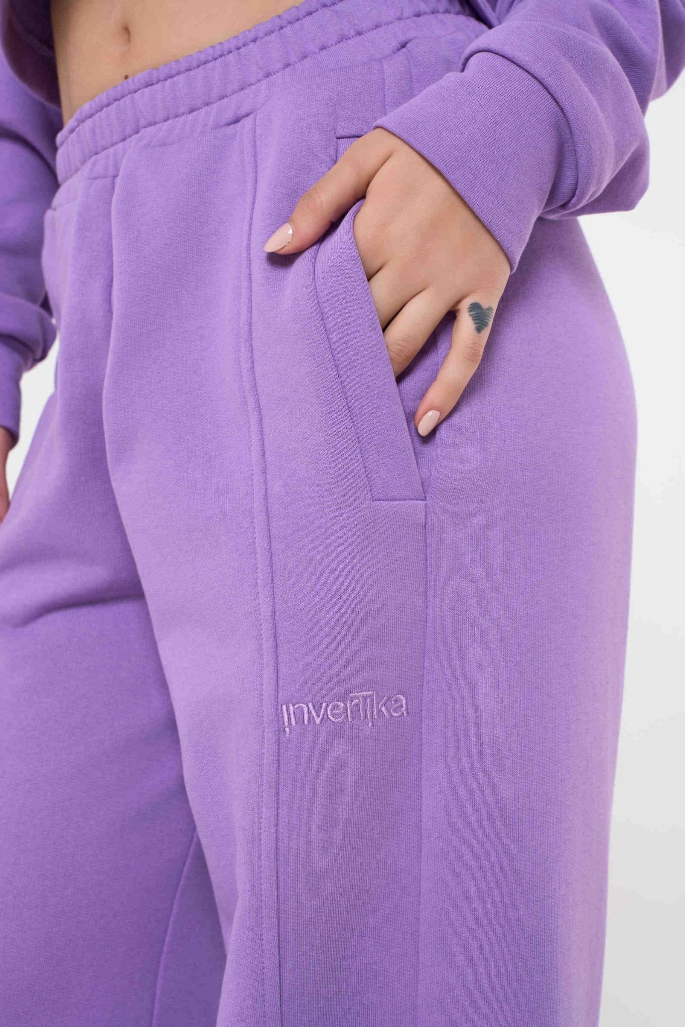 Set Ludika Lilac Felpa Crop e Panta Wide - Leg