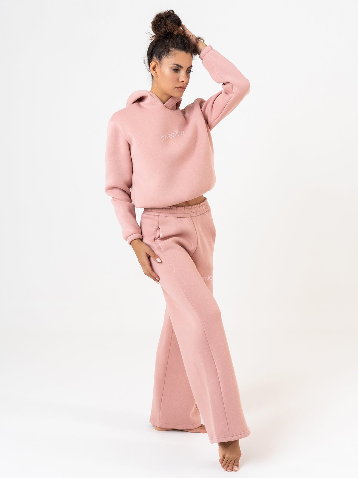 Set Cosmika LIght Rose Felpa Crop Pantalone Svasato