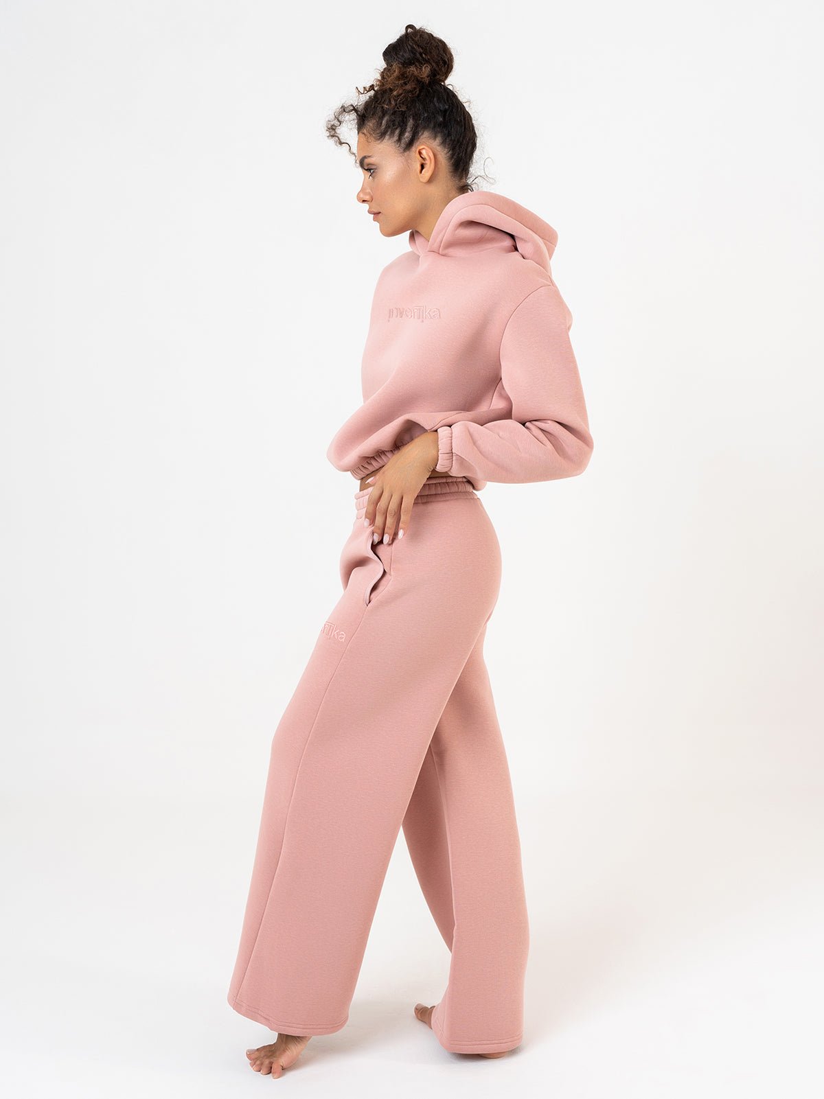 Set Cosmika LIght Rose Felpa Crop Pantalone Svasato