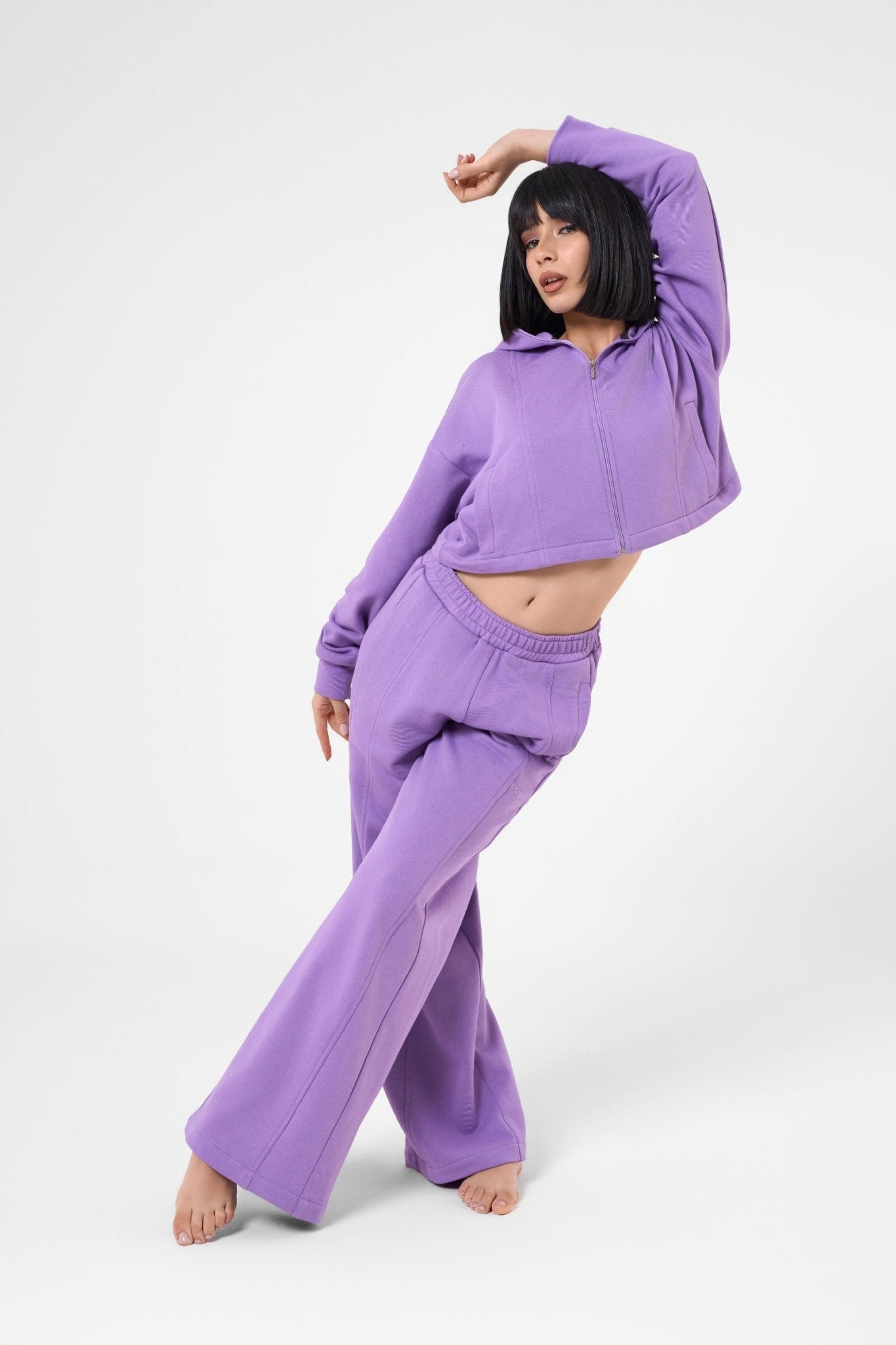 Set Ludika Lilac Felpa Crop e Panta Wide - Leg