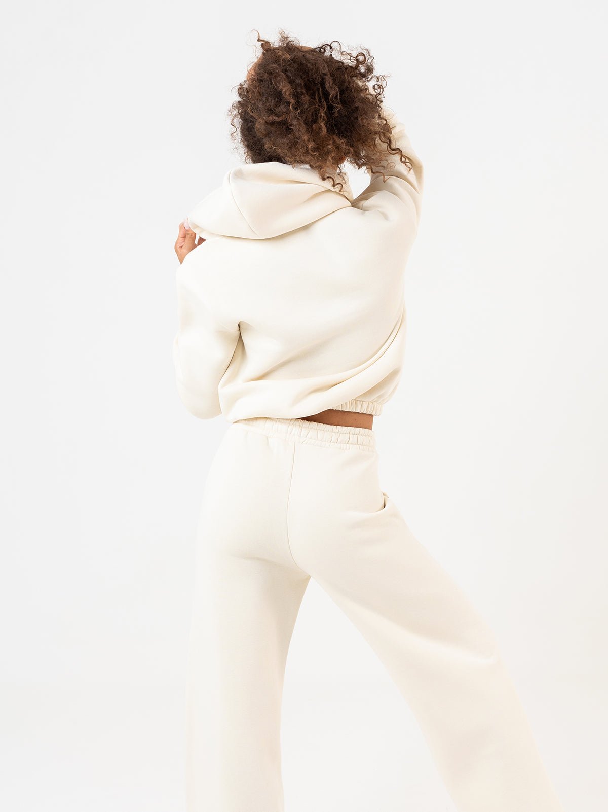 Set Cosmika Cream Felpa Crop Pantalone Svasato