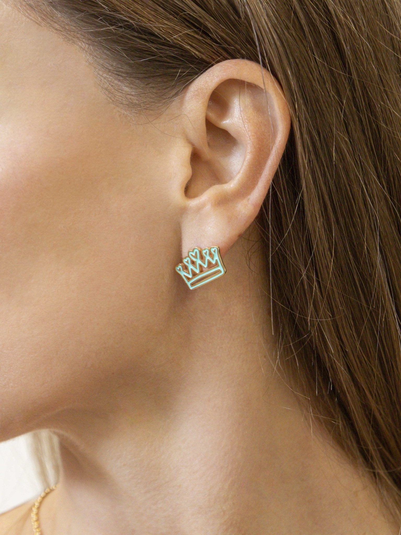 Orecchino Lumika Corona Smaltato Gold