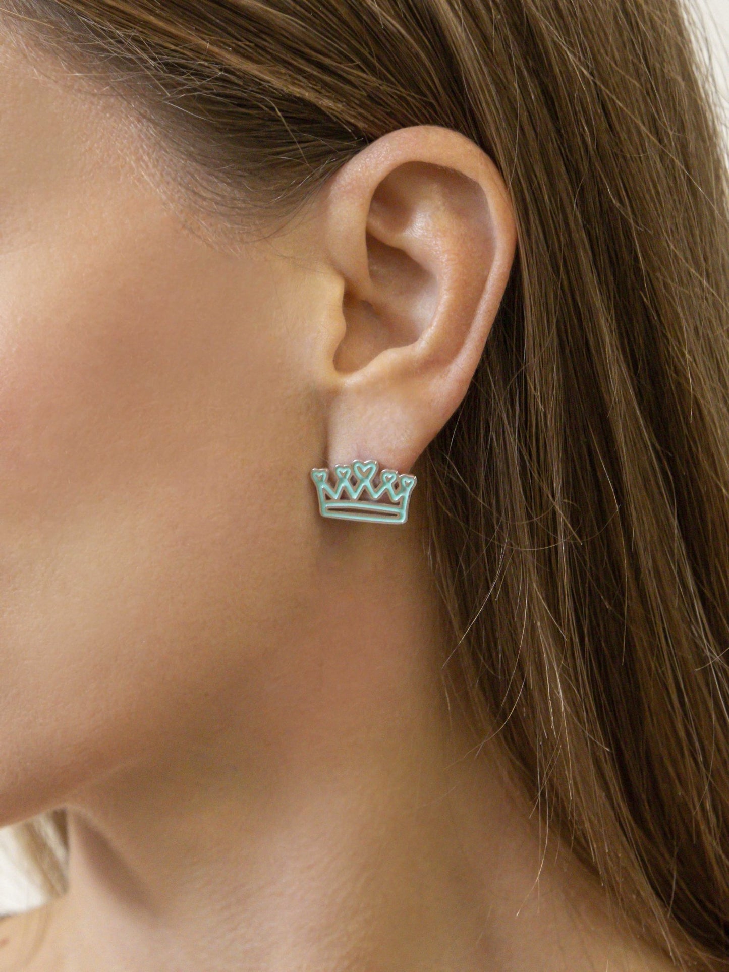 Orecchino Lumika Corona Smaltato Silver