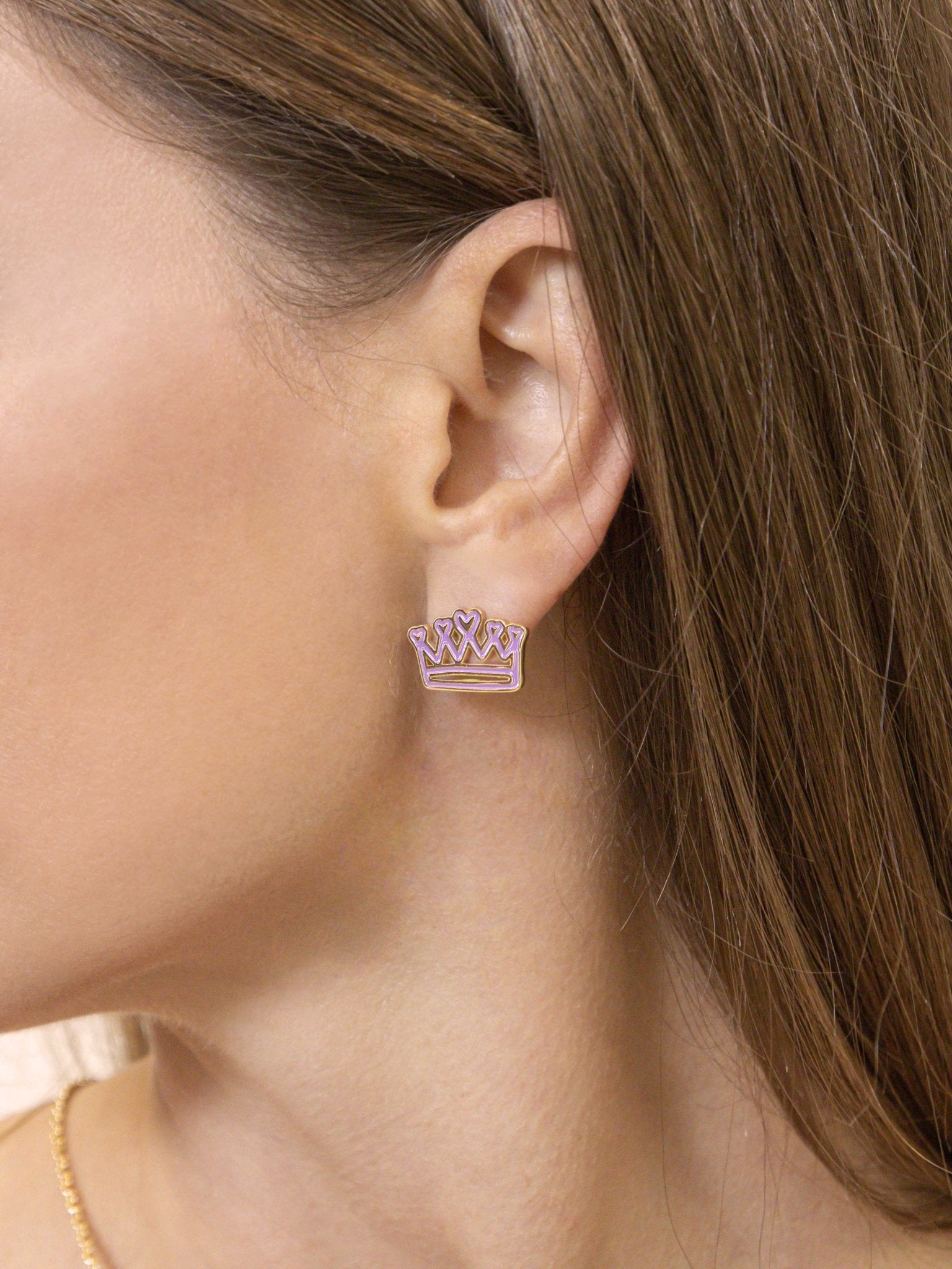 Orecchino Lumika Corona Smaltato Gold