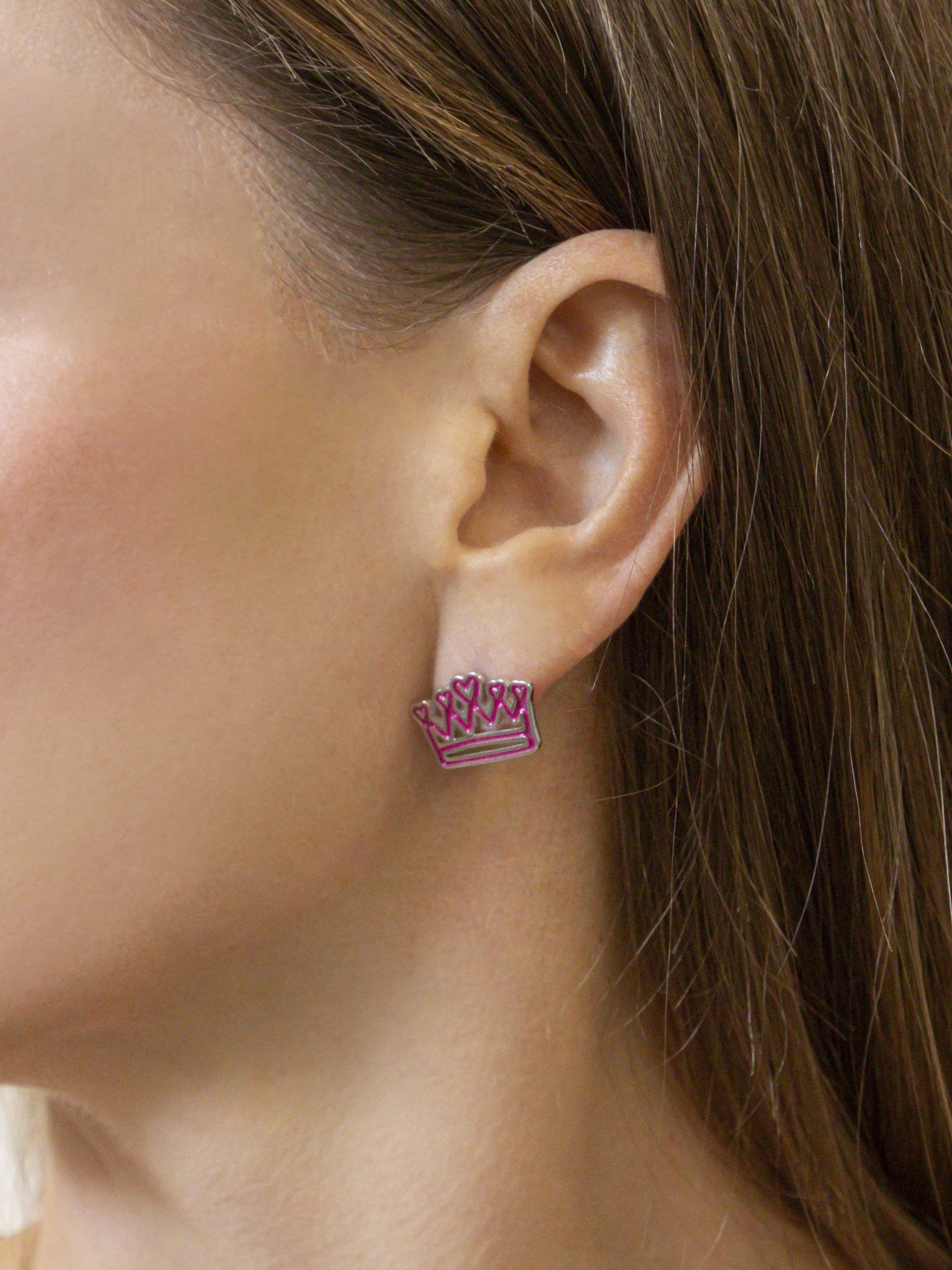 Orecchino Lumika Corona Smaltato Silver