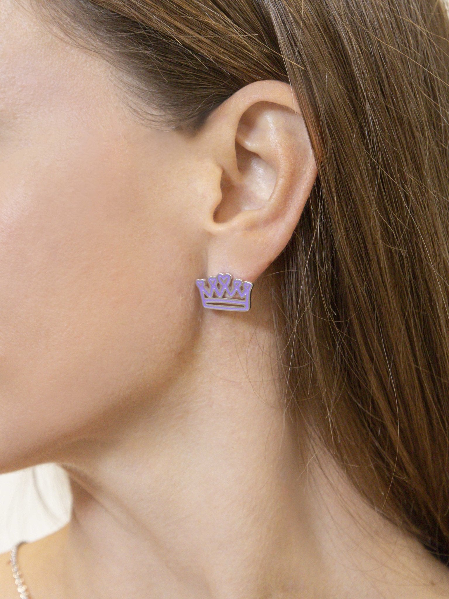 Orecchino Lumika Corona Smaltato Silver